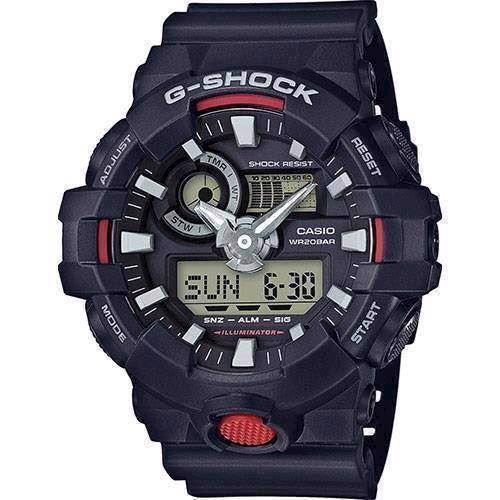 Image of G-Shock mat sort resin med stål quartz multifunktion (5522) Herre ur fra Casio, GA-700-1AER